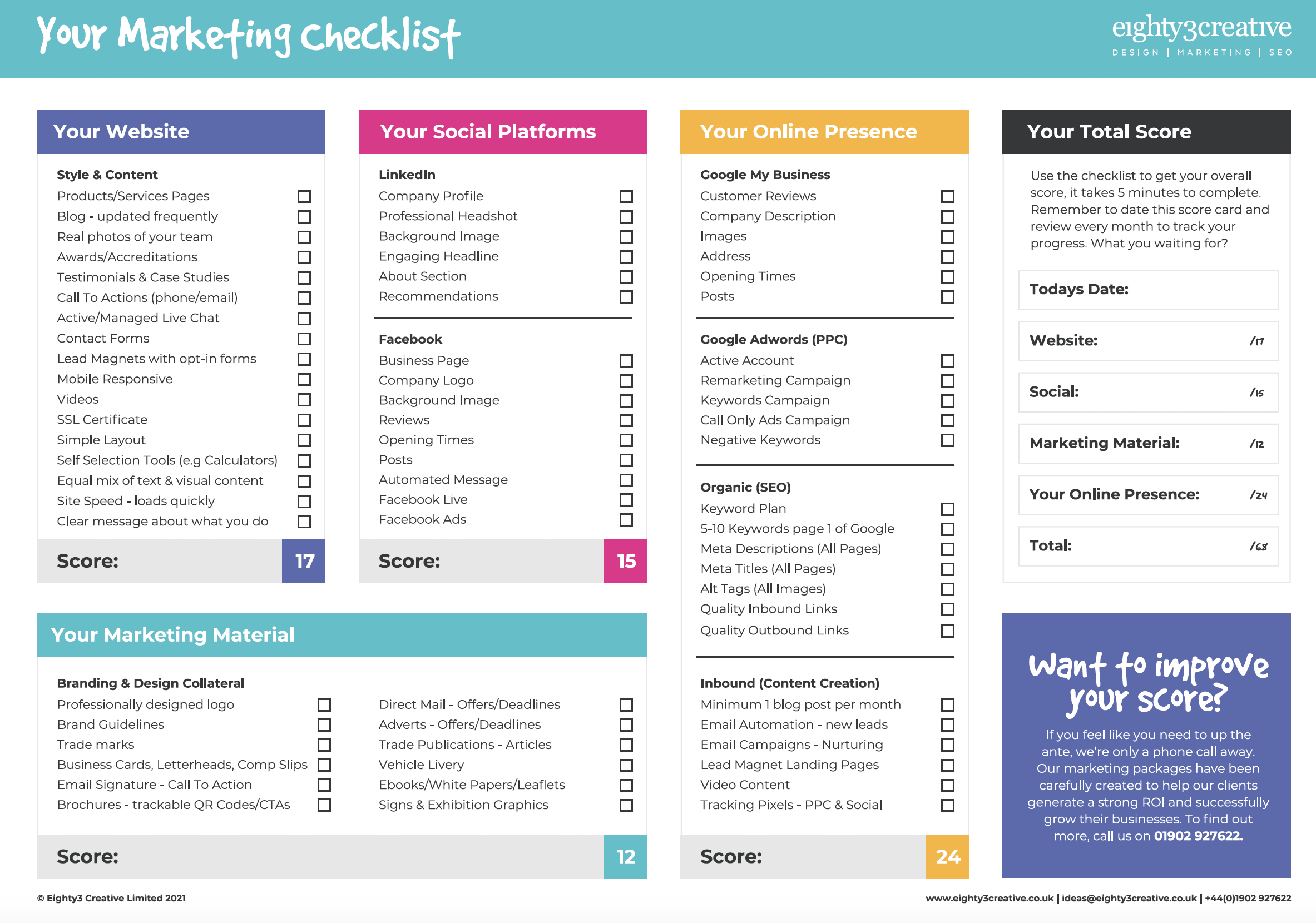 Marketing Checklist - eighty3creative